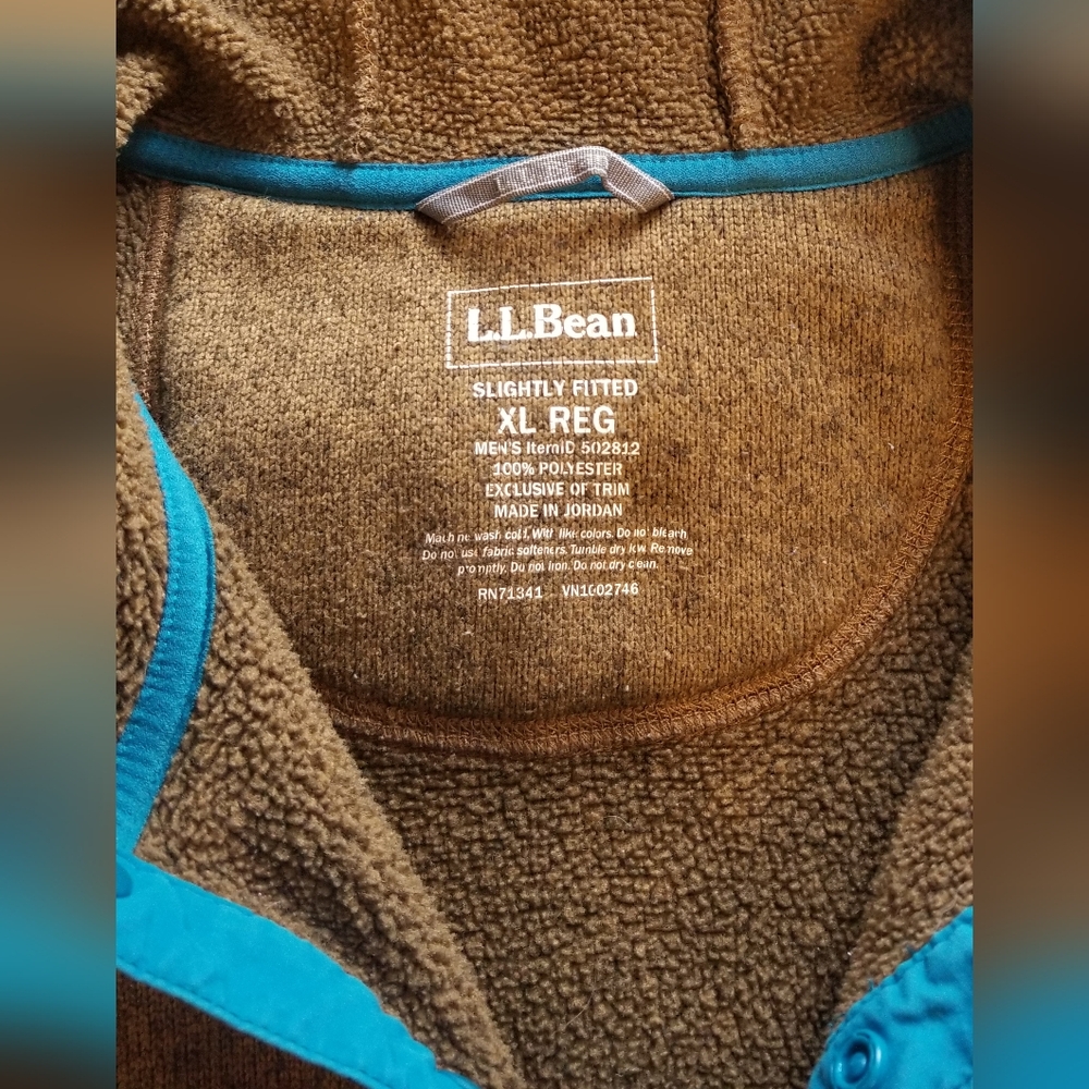 L.L. Bean Colorblock Snap Fleece Pullover - Picture 2 of 6